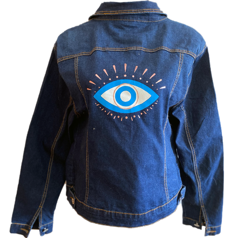 Evil Eye Handpainted Unisex Customized Denim Jacket