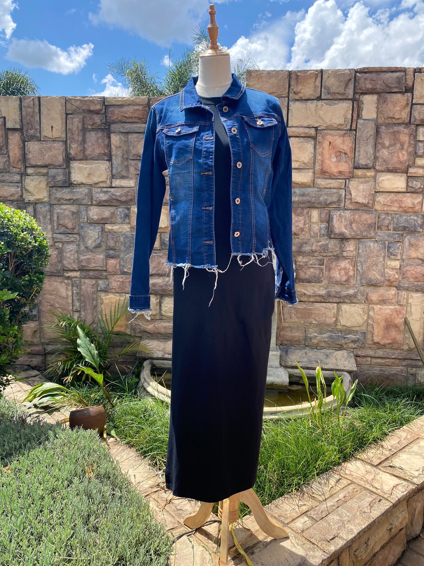 Rose Gold Ganesh on Distressed Denim Jacket - Dandelion Lifestyle