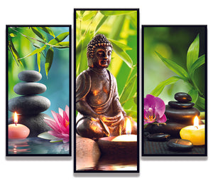 3 Piece Buddha with Pebbles Frame - Dandelion Lifestyle