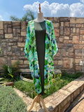Shamrock and Chartreuse Geometric Shapes Long Kimono - Dandelion Lifestyle