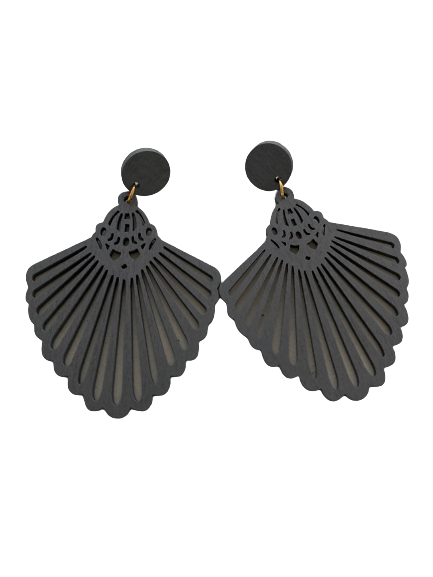 Grey Chandelier Wood Earrings - Dandelion Lifestyle