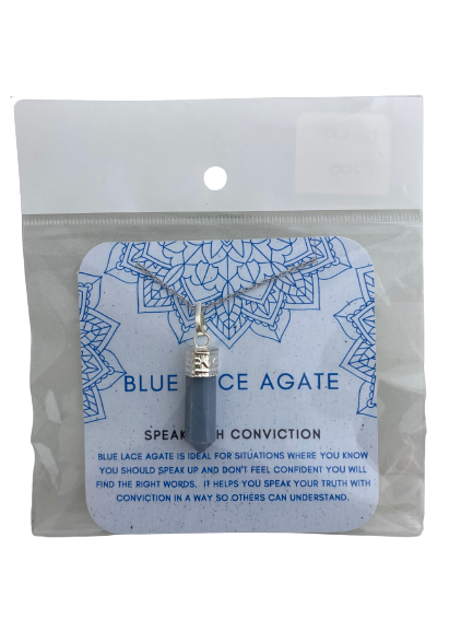 Blue Lace Agate Crystal Pendant - Dandelion Lifestyle